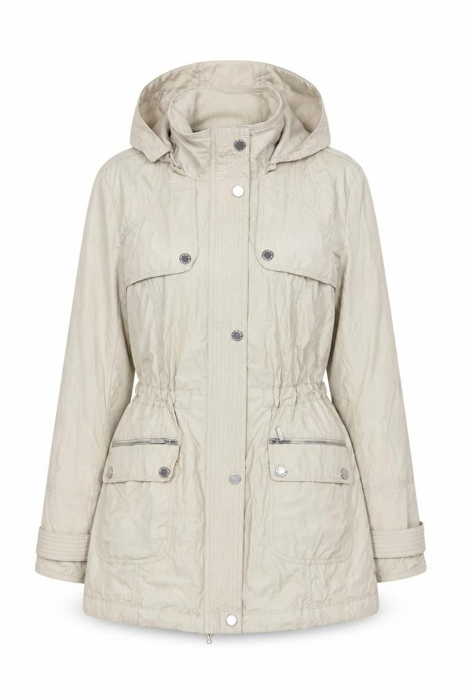 Debenhams Women Beige Hooded Mid-Length Parka Jacket Size 10