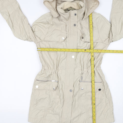 Debenhams Women Beige Hooded Mid-Length Parka Jacket Size 10