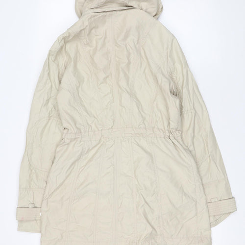 Debenhams Women Beige Hooded Mid-Length Parka Jacket Size 10