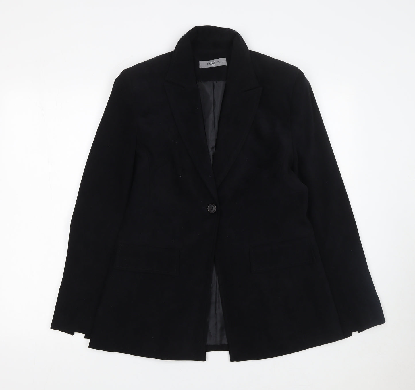 Amaranto Womens Black Size 12 Single-Breasted Blazer Jacket