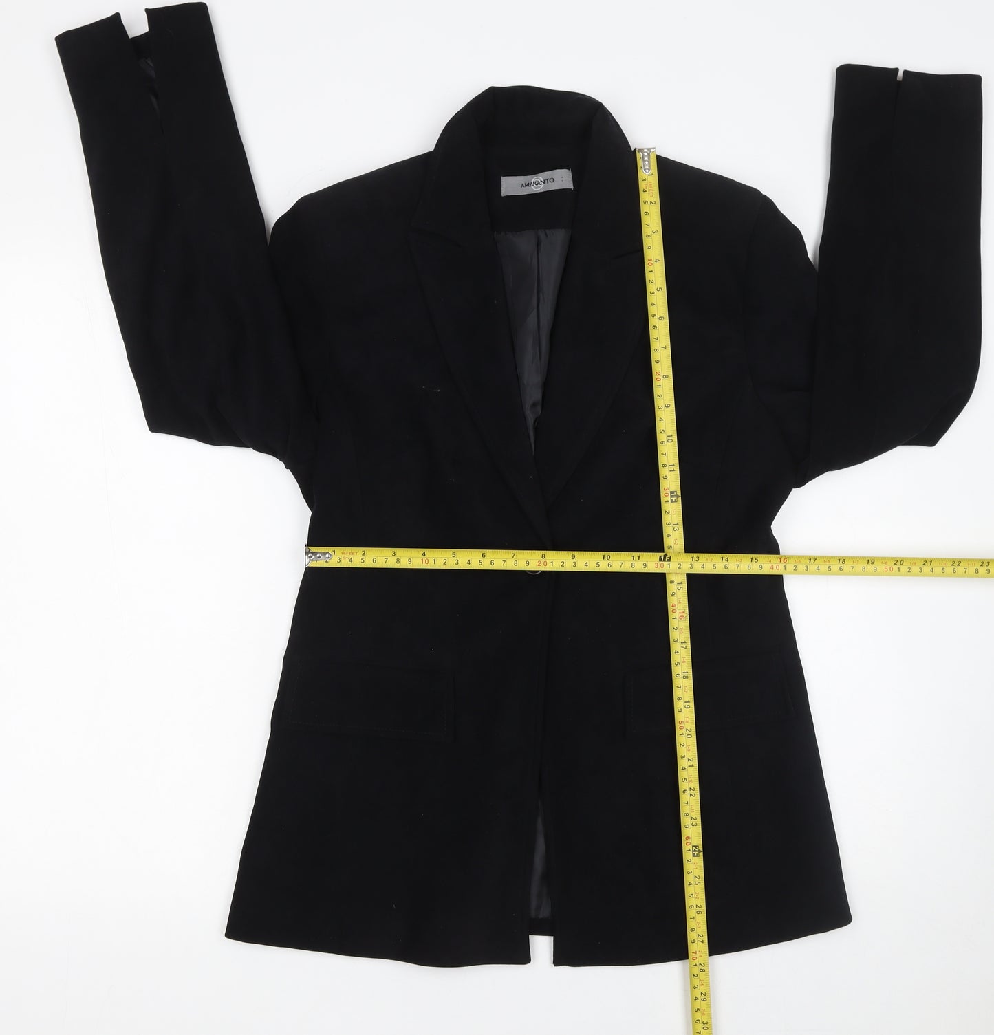 Amaranto Womens Black Size 12 Single-Breasted Blazer Jacket