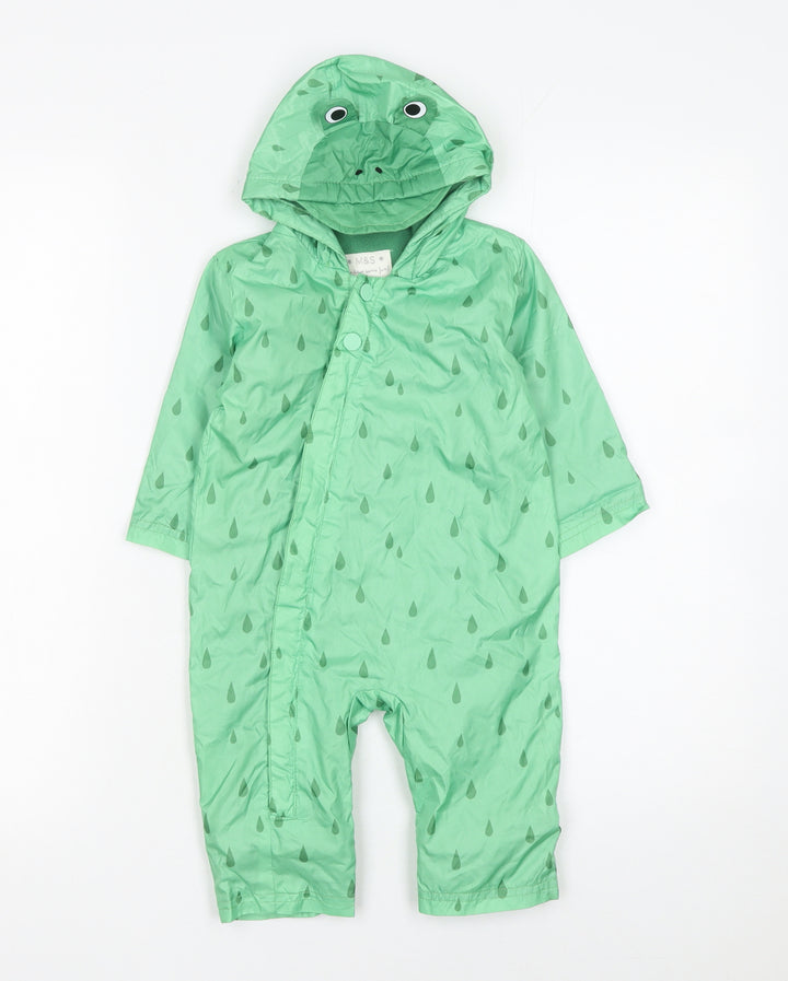 Marks and Spencer Unisex Baby Green 6-9 Months Hooded Rain Snowsuit