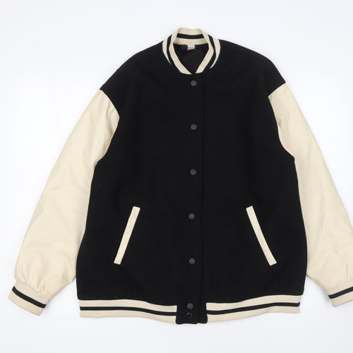 H&M Divided Men’s Black Varsity Jacket S Retro College Style