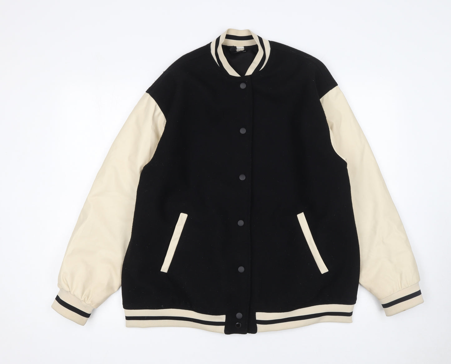 H&M Divided Men’s Black Varsity Jacket S Retro College Style