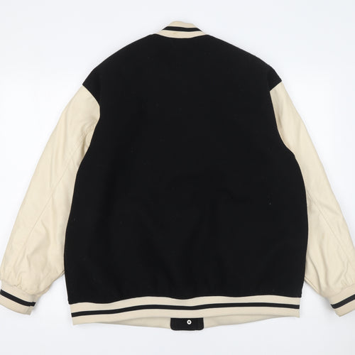 H&M Divided Men’s Black Varsity Jacket S Retro College Style