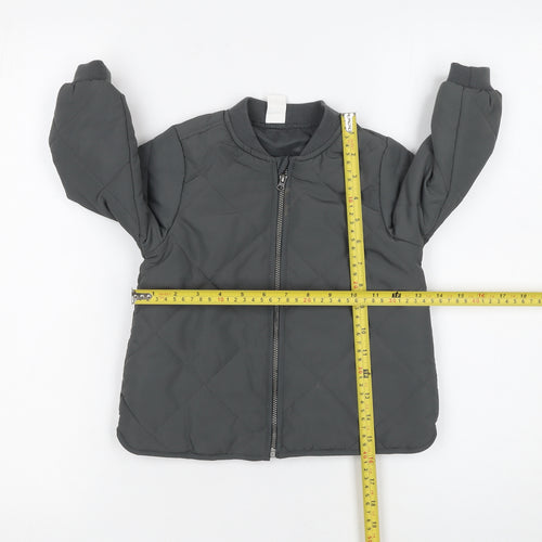 H&M Boys Grey Quilted Zip-Up Bomber Jacket 2 Years
