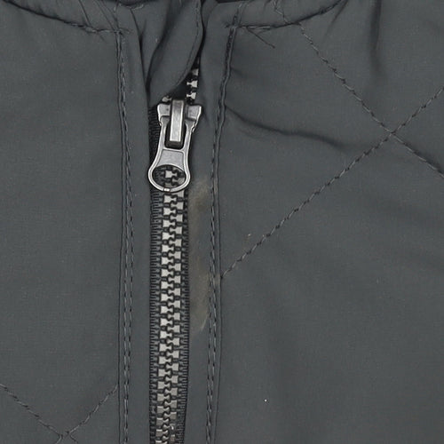 H&M Boys Grey Quilted Zip-Up Bomber Jacket 2 Years