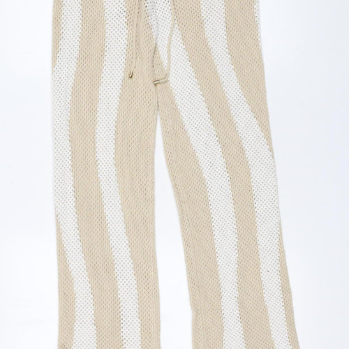 Seven Wonders Women’s Beige Striped Knit Flared Trousers Size 10