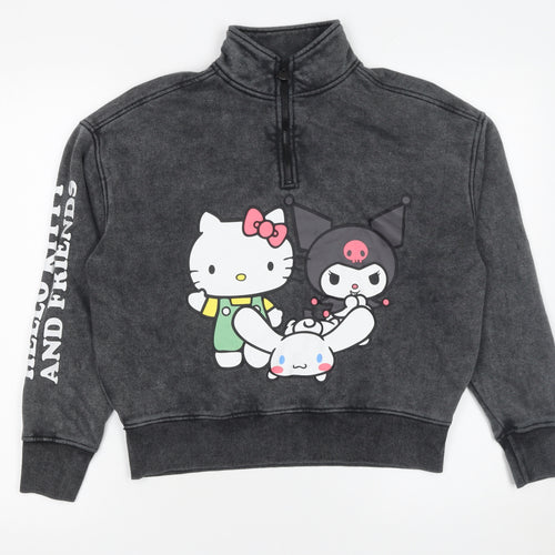 Primark Girls Black Hello Kitty Full Zip Fleece Sweatshirt 11-12 Years