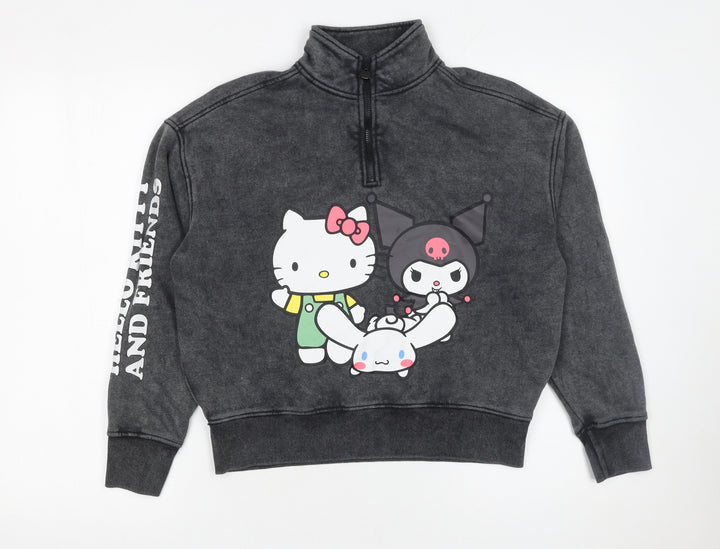 Primark Girls Black Hello Kitty Full Zip Fleece Sweatshirt 11-12 Years