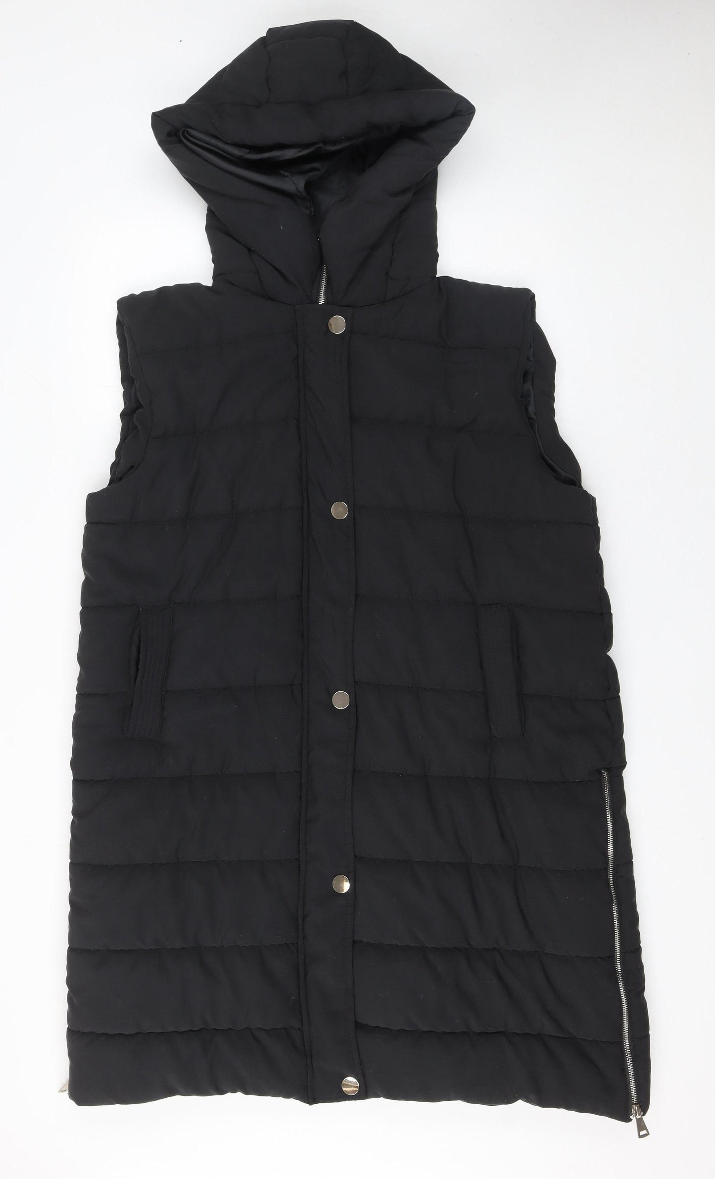 Rising Womens Black Hooded Puffer Waistcoat XL Sleeveless Mid-Length