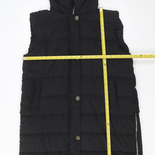 Rising Womens Black Hooded Puffer Waistcoat XL Sleeveless Mid-Length