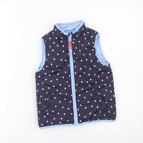 Nutmeg Girls Blue Polka Dot Padded Sleeveless Waistcoat 2-3 Years