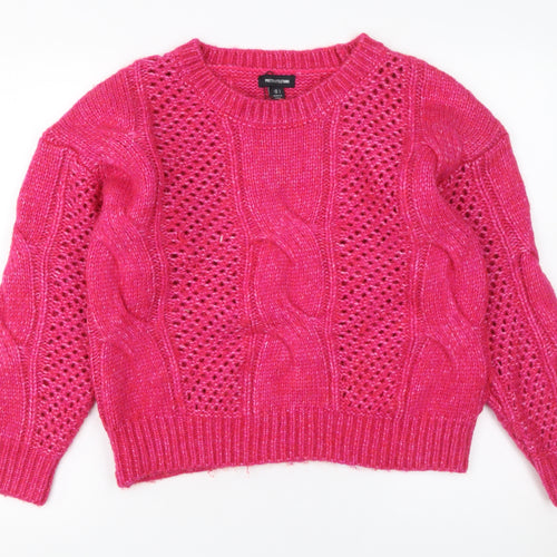 PrettyLittleThing Women's Pink Cable Knit Pullover Jumper Size S
