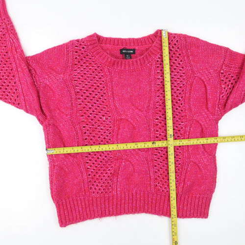 PrettyLittleThing Women's Pink Cable Knit Pullover Jumper Size S
