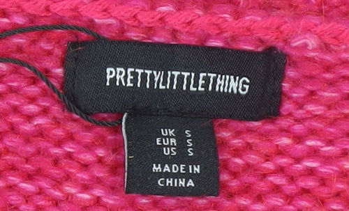 PrettyLittleThing Women's Pink Cable Knit Pullover Jumper Size S