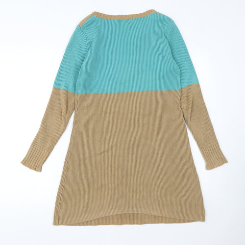 Boden Women’s Blue Beige Knit Colourblock Jumper Dress Size 12