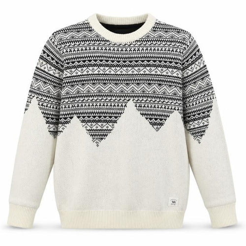 Bellfield Men's Grey Fair Isle Knit Jumper Size L Wool Blend Crew Neck