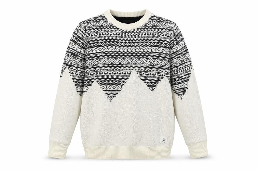Bellfield Men's Grey Fair Isle Knit Jumper Size L Wool Blend Crew Neck