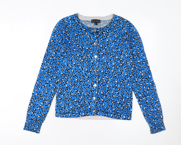 Phase Eight Womens Blue Leopard Print Crew Neck Cardigan UK 8