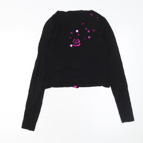 Karen Millen Women’s Black Floral Embroidered Cropped Blouse Size S