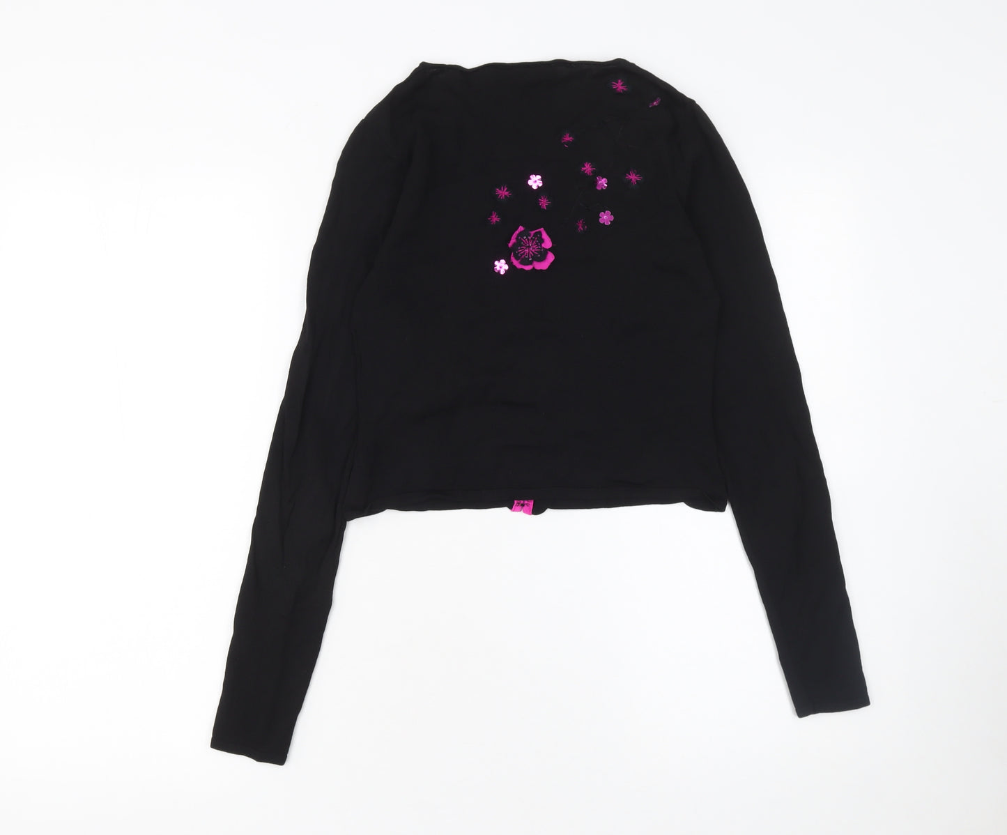 Karen Millen Women’s Black Floral Embroidered Cropped Blouse Size S
