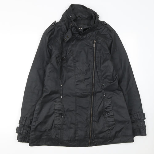 Next Womens Black Cotton Military Zip Jacket Size 14