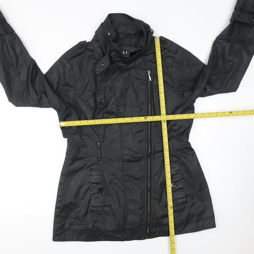 Next Womens Black Cotton Military Zip Jacket Size 14