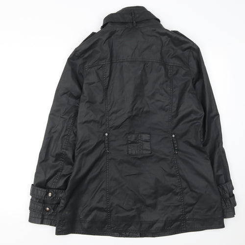 Next Womens Black Cotton Military Zip Jacket Size 14