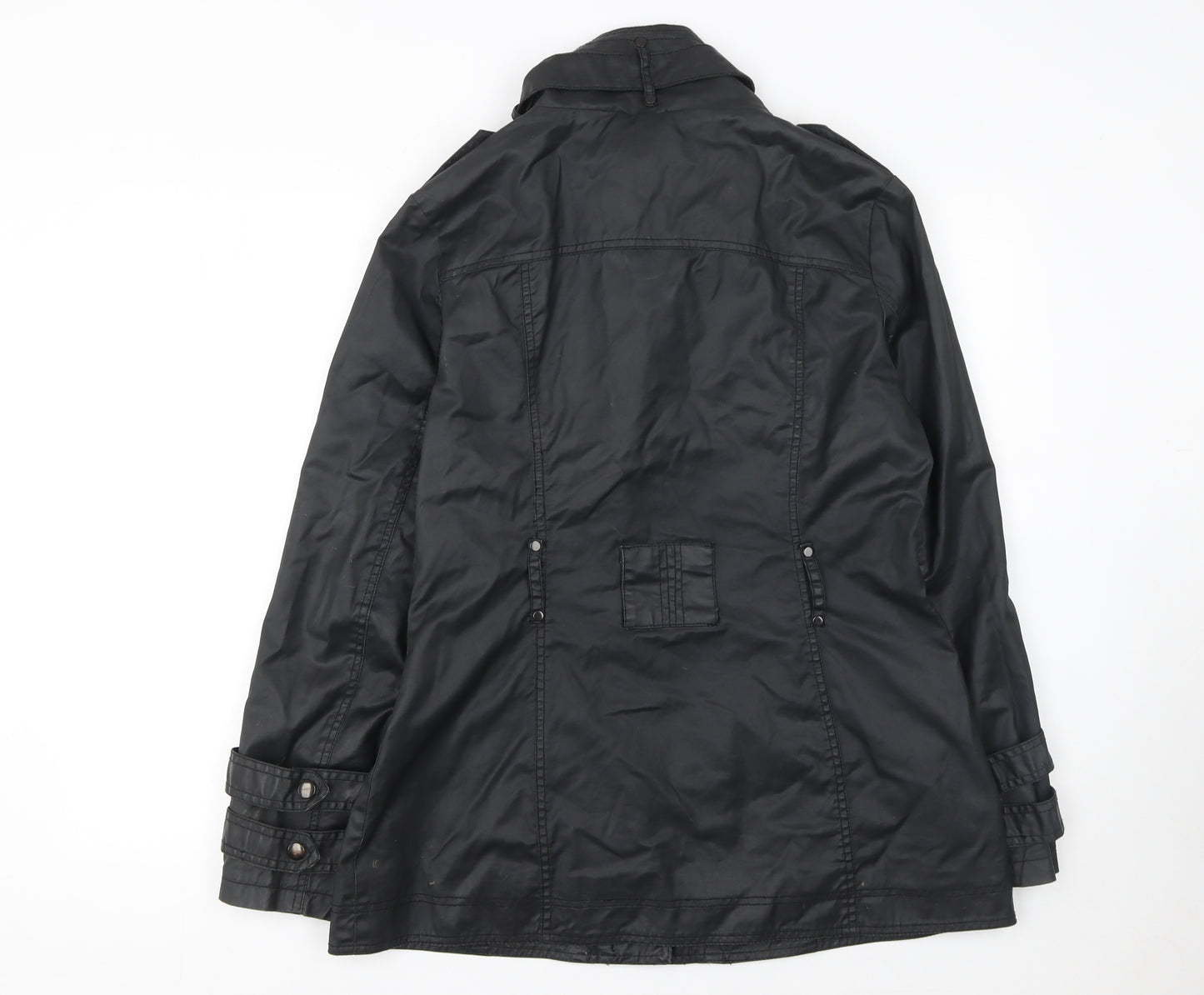 Next Womens Black Cotton Military Zip Jacket Size 14