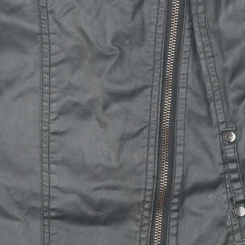 Next Womens Black Cotton Military Zip Jacket Size 14