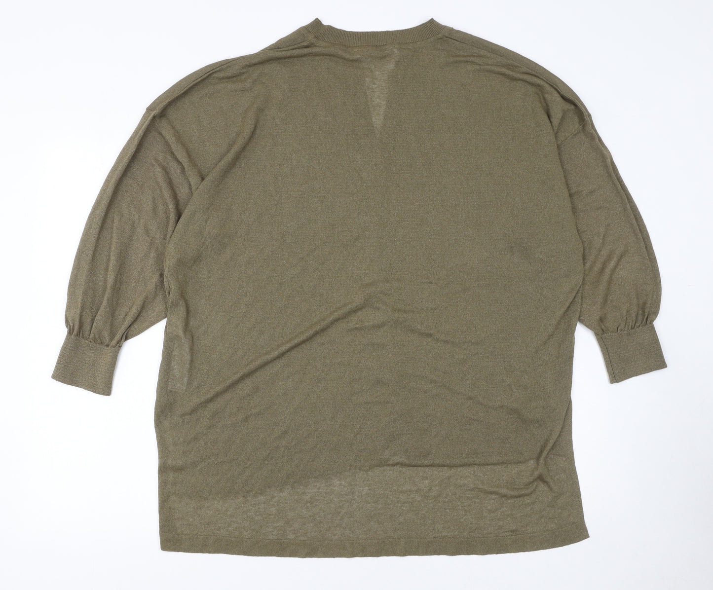 Zara Women Green Relaxed Knit Cardigan Size 12 V-Neck Long Sleeve