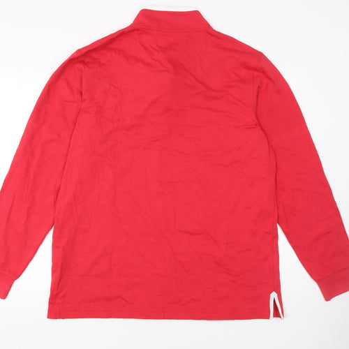 Cotton Traders Men's Red Collared Long Sleeve Pullover Sweatshirt L