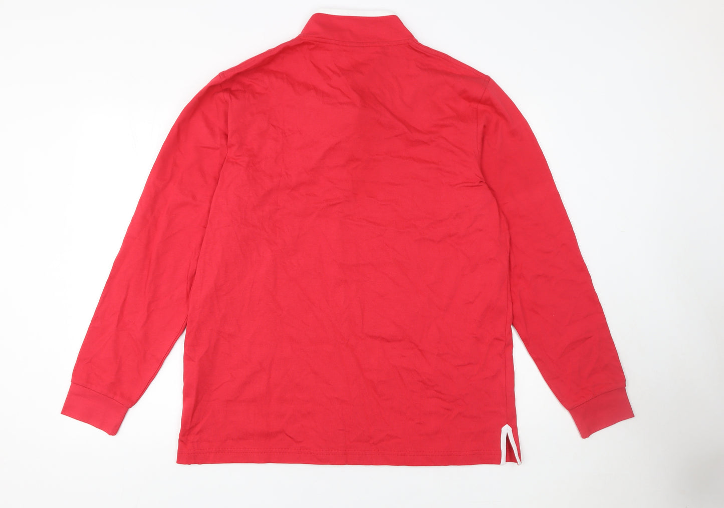 Cotton Traders Men's Red Collared Long Sleeve Pullover Sweatshirt L