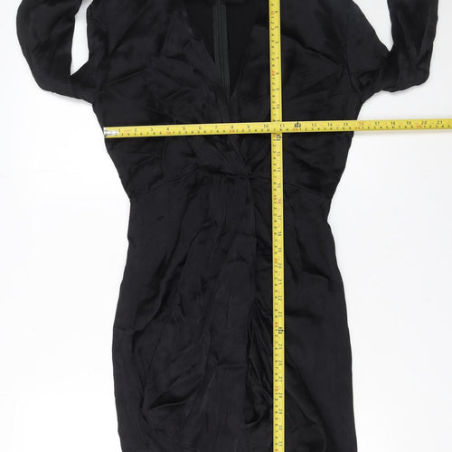 Maje Women’s Black Viscose Bodycon Ruched Party Dress Size 10