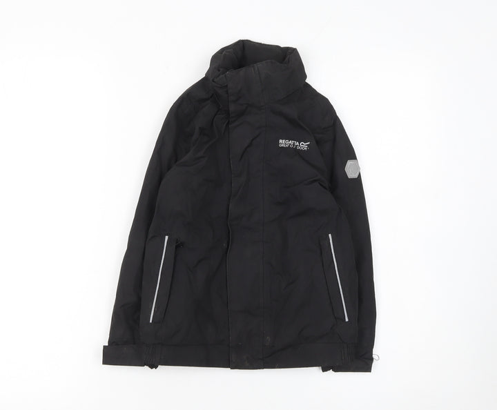 Regatta Boys Black Waterproof Puffer Jacket 5-6 Years Hooded Winter Coat