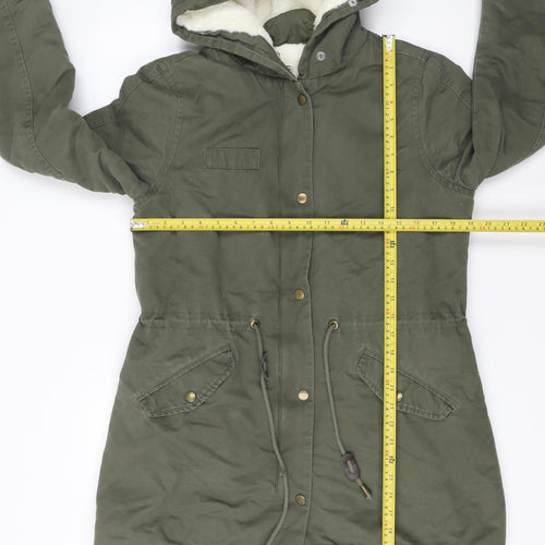 Barone Firenze Women’s Green Cotton Lined Hooded Parka Coat Size S