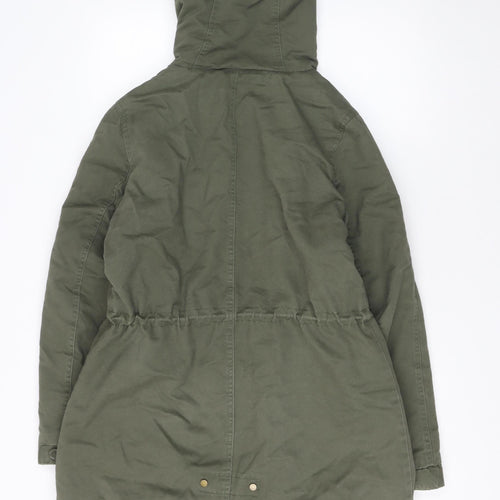 Barone Firenze Women’s Green Cotton Lined Hooded Parka Coat Size S