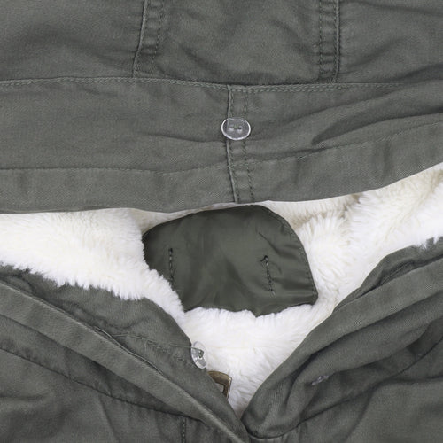 Barone Firenze Women’s Green Cotton Lined Hooded Parka Coat Size S