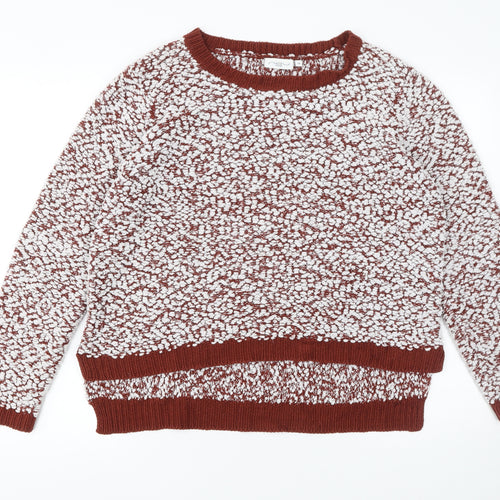New Look Womens Brown White Textured Knit Jumper Size 18