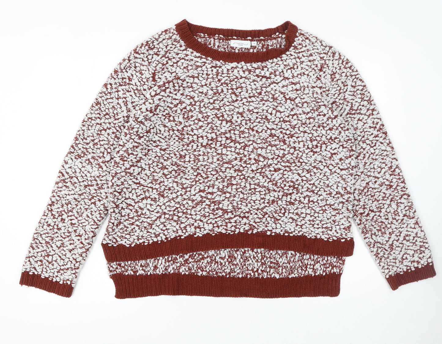 New Look Womens Brown White Textured Knit Jumper Size 18