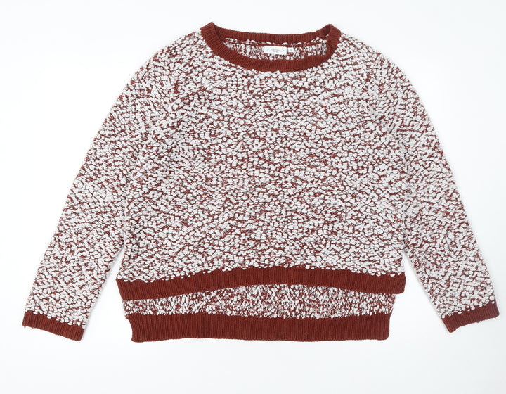 New Look Womens Brown White Textured Knit Jumper Size 18