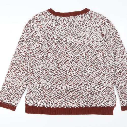 New Look Womens Brown White Textured Knit Jumper Size 18
