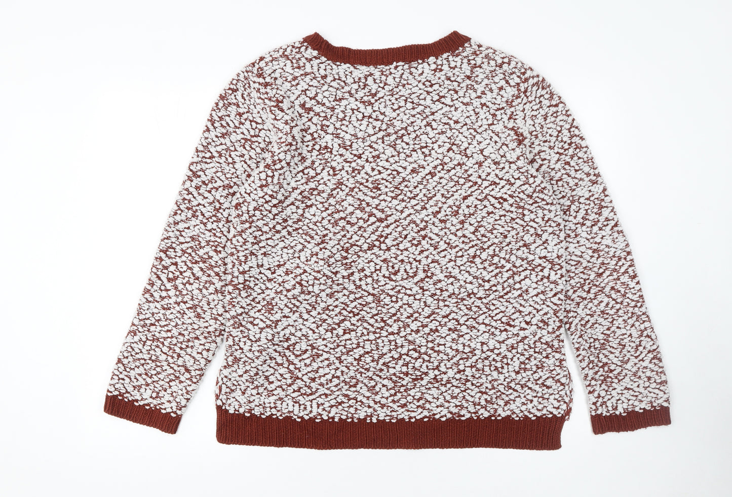 New Look Womens Brown White Textured Knit Jumper Size 18