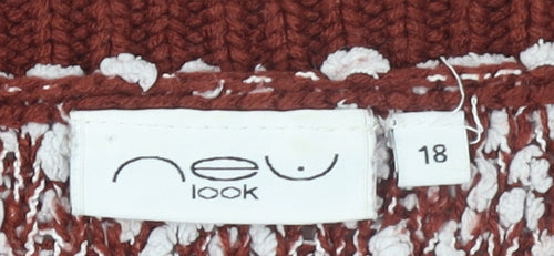 New Look Womens Brown White Textured Knit Jumper Size 18