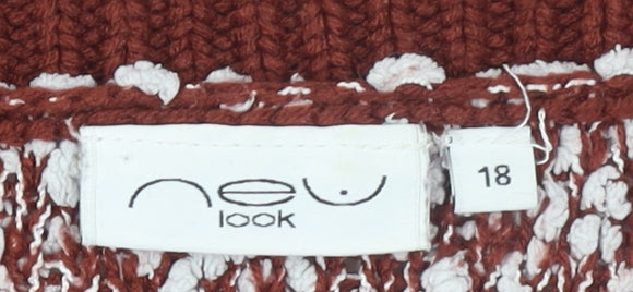 New Look Womens Brown White Textured Knit Jumper Size 18