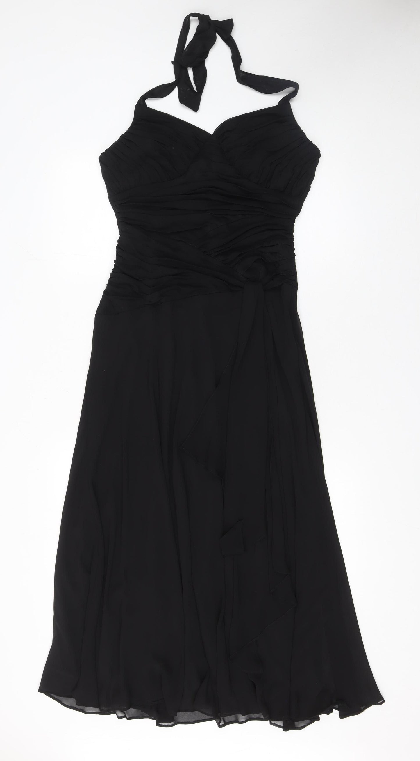 Sangria Women’s Black Size 14 Fit & Flare Chiffon Halter Dress