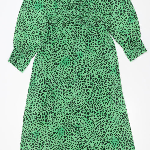 Pala D'oro Women's Green Animal Print Midi Wrap Dress Size M