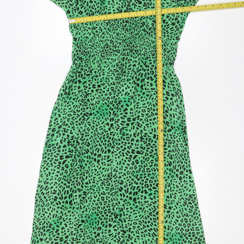 Pala D'oro Women's Green Animal Print Midi Wrap Dress Size M