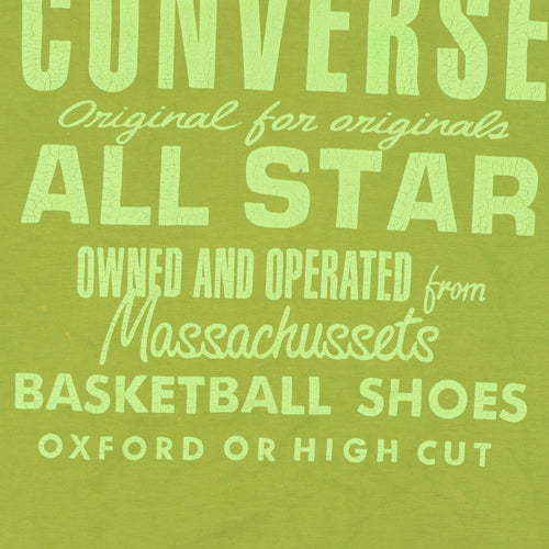 Converse Men's Green Long Sleeve Graphic Print T-Shirt Size M